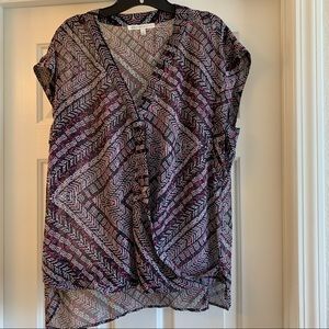 XL Daniel Rainn Sleeveless Wrap Like Top